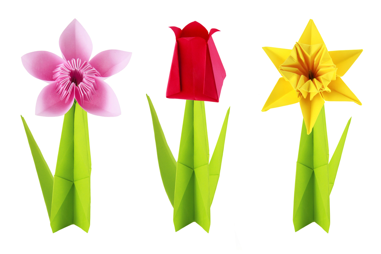 Оригами цветок на палочке