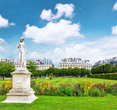 Sculpture and statues in Garden of Tuileries. (Jardin des Tuileries) . Paris. Franc